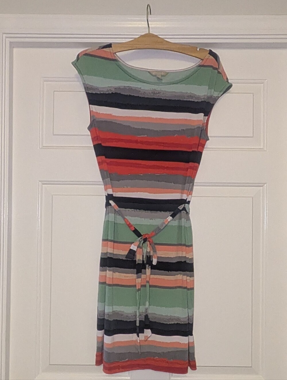 Banana Republic Striped Cap Sleeve with Tie-Waist Mini Dress, Size Small